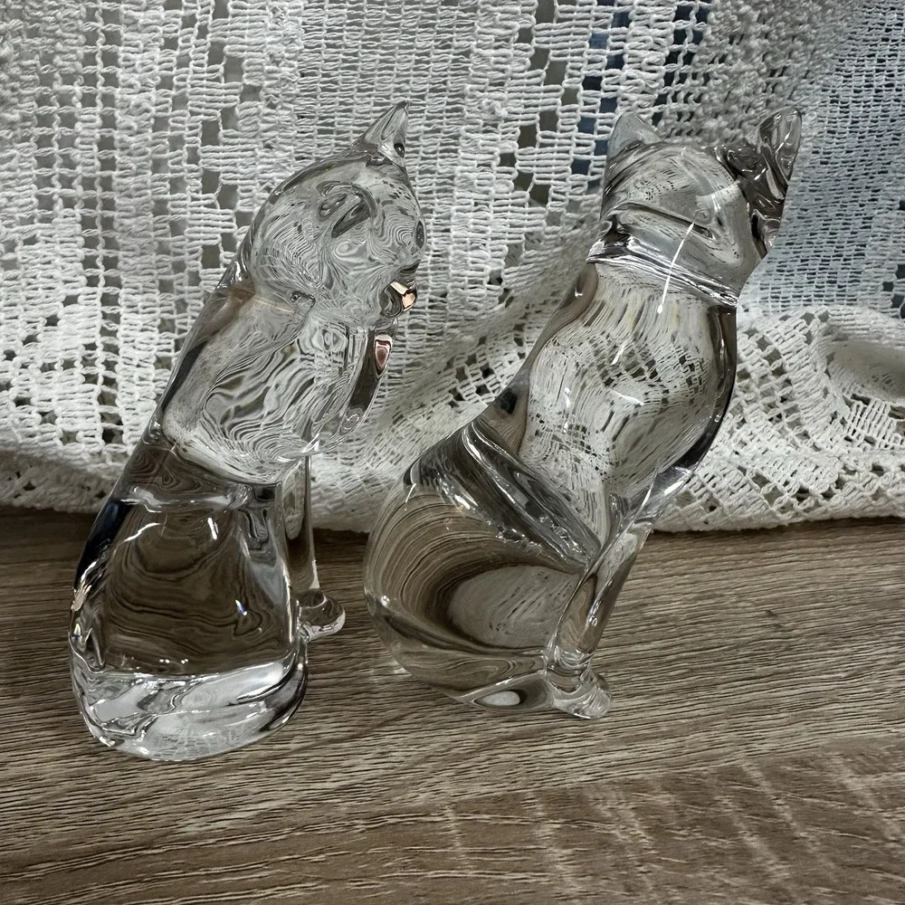 Vintage‎ Lenox Clear Crystal Sitting Cat Kitty 4.5